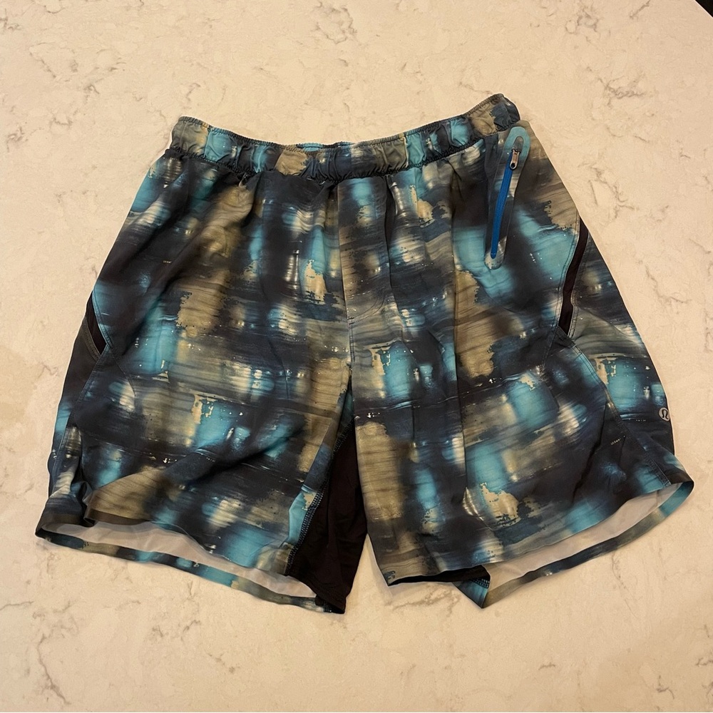 Lululemon Men’s 7” Running Short in Blue & Green Multiple Size L